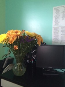 flowers on desk